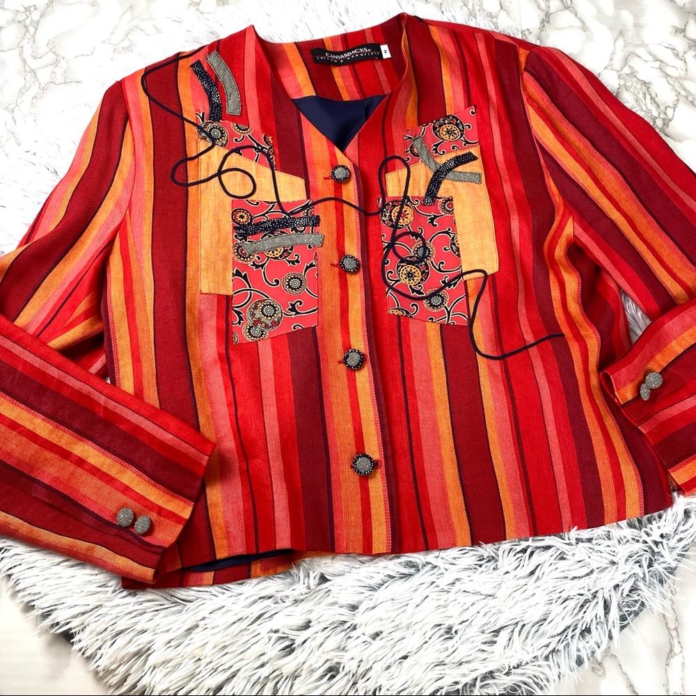 Vintage Canvasbacks Striped Patchwork Jacket Euc - image 1